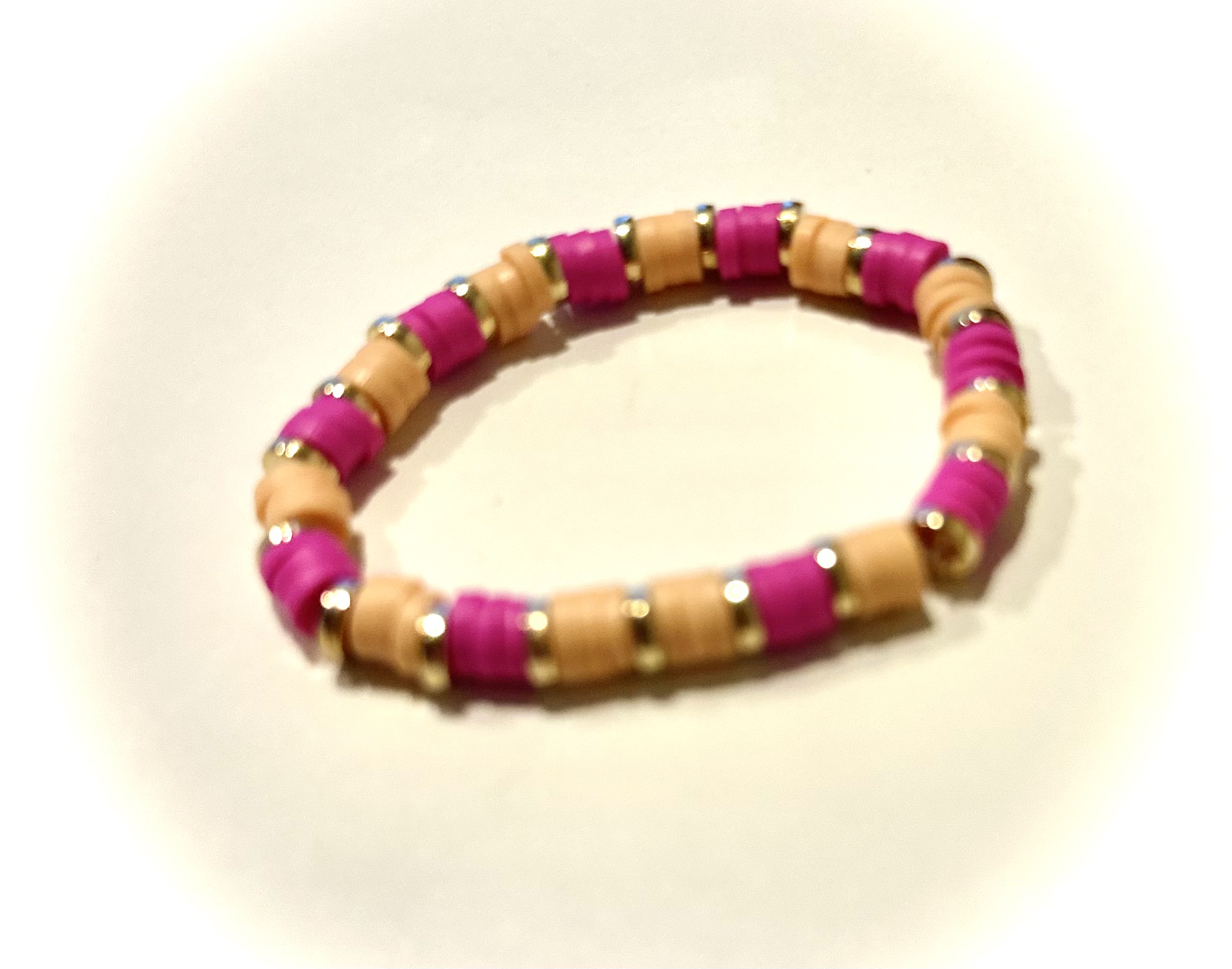 PB&J bracelet with purple and tan beads